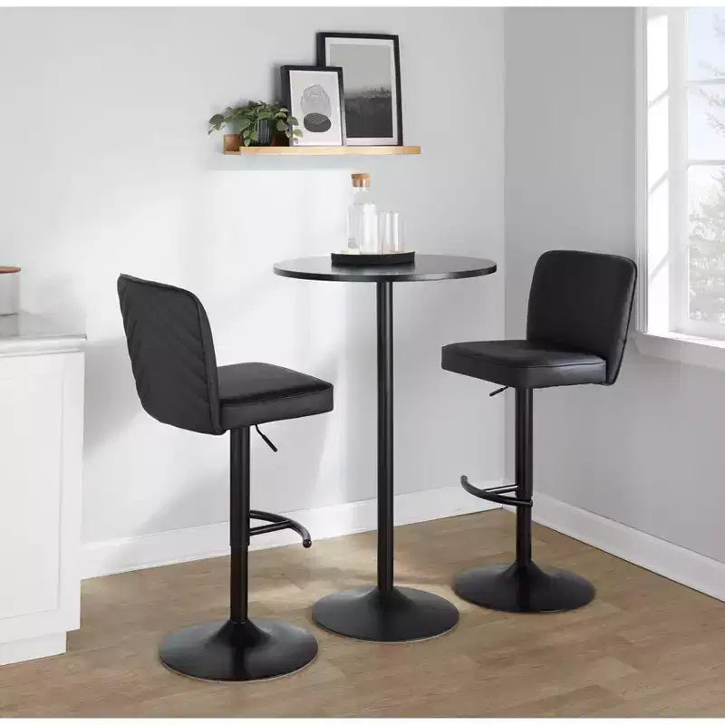 Taburetes de bar ajustables Henry metal negro/PU negro