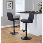 Taburetes de bar ajustables Henry metal negro/PU negro