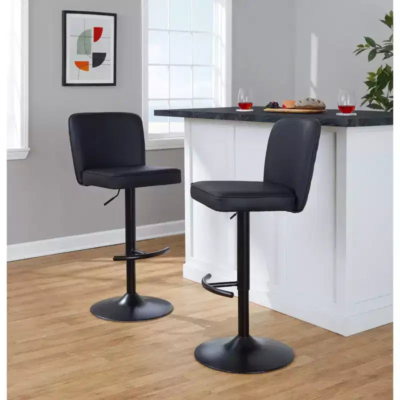 Taburetes de bar ajustables Henry metal negro/PU negro