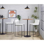 Taburetes Fuji con respaldo alto de acero negro/PU blanco