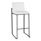 Taburetes Fuji con respaldo alto de acero negro/PU blanco