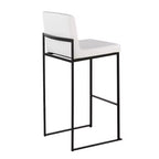 Taburetes Fuji con respaldo alto de acero negro/PU blanco