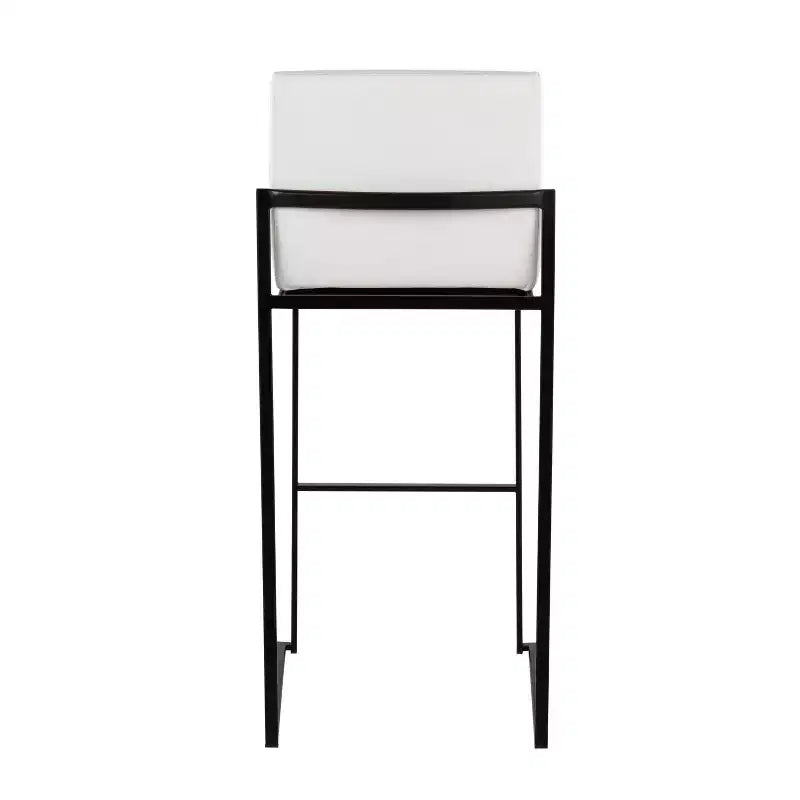 Taburetes Fuji con respaldo alto de acero negro/PU blanco