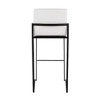 Taburetes Fuji con respaldo alto de acero negro/PU blanco