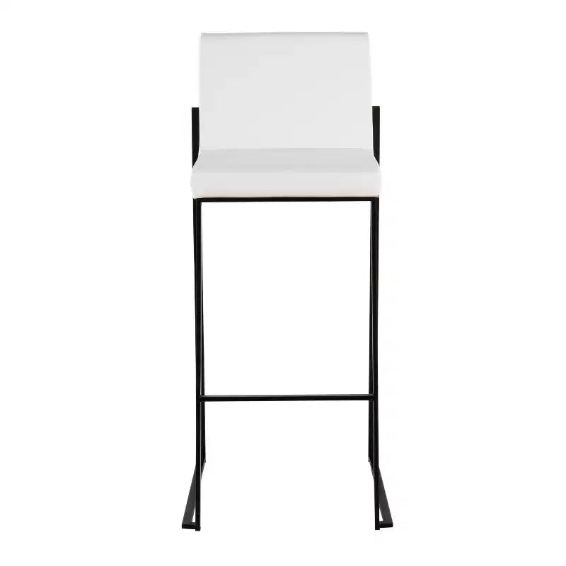 Taburetes Fuji con respaldo alto de acero negro/PU blanco