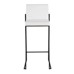 Taburetes Fuji con respaldo alto de acero negro/PU blanco