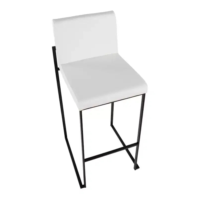 Taburetes Fuji con respaldo alto de acero negro/PU blanco