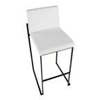Taburetes Fuji con respaldo alto de acero negro/PU blanco