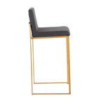 Taburetes Fuji con respaldo alto de acero dorado/tejido carbón