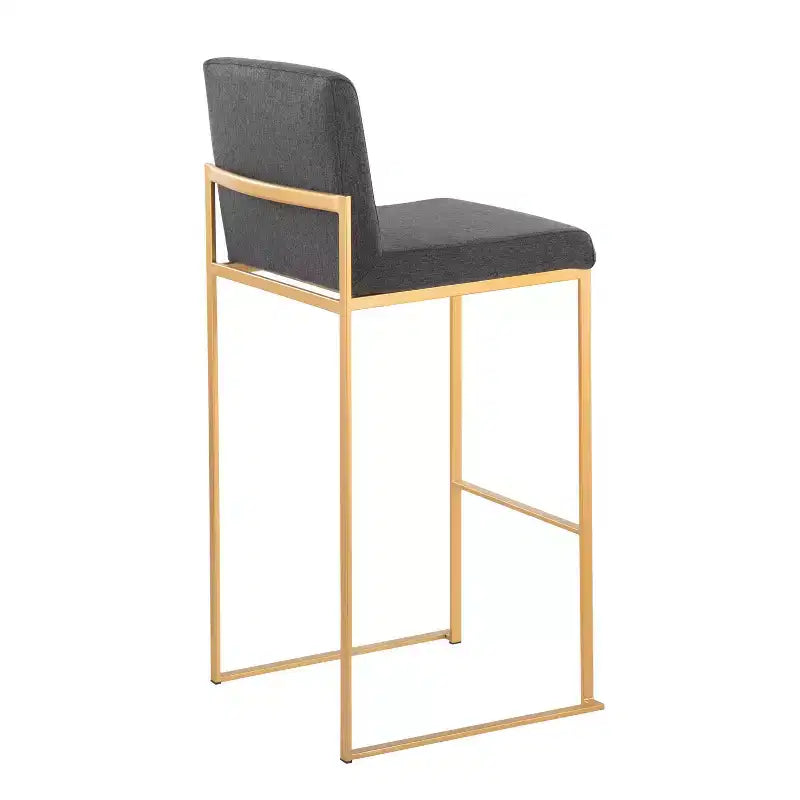 Taburetes Fuji con respaldo alto de acero dorado/tejido carbón