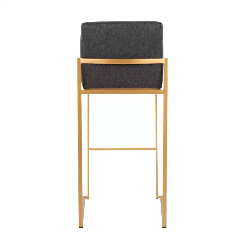 Taburetes Fuji con respaldo alto de acero dorado/tejido carbón