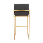 Taburetes Fuji con respaldo alto de acero dorado/tejido carbón