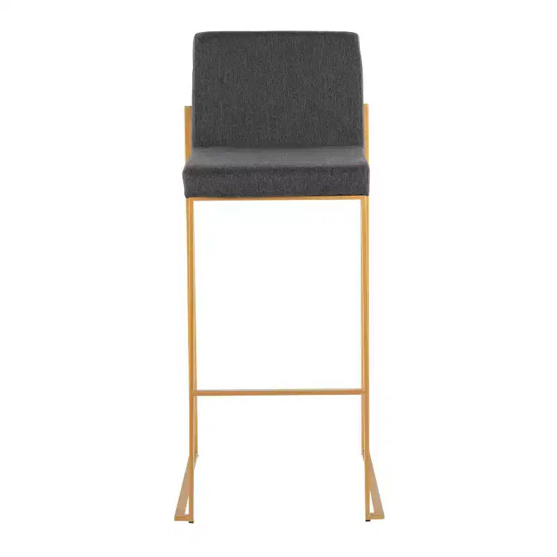 Taburetes Fuji con respaldo alto de acero dorado/tejido carbón