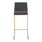 Taburetes Fuji con respaldo alto de acero dorado/tejido carbón