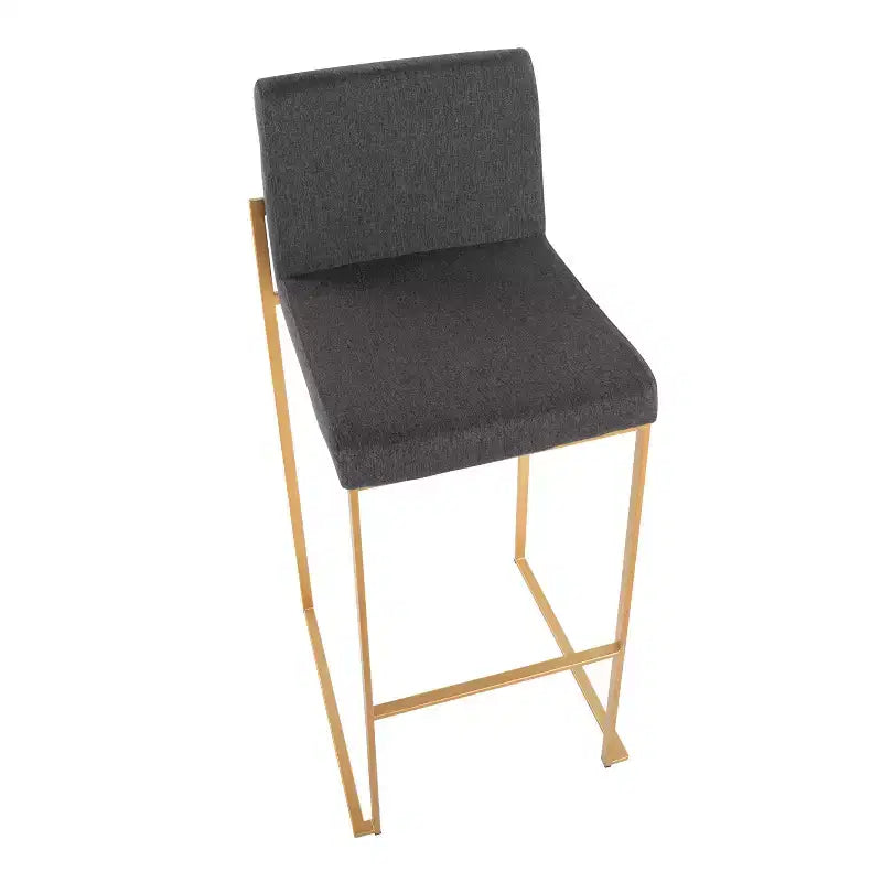 Taburetes Fuji con respaldo alto de acero dorado/tejido carbón
