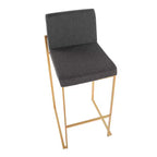 Taburetes Fuji con respaldo alto de acero dorado/tejido carbón