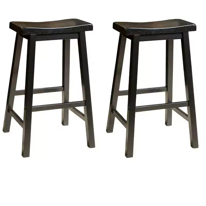 Christopher Knight Home Set of 2 29" Pomeroy Saddle Barstool Black: Rubberwood Frame, Farmhouse Style