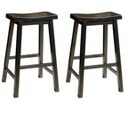 Christopher Knight Home Set of 2 29" Pomeroy Saddle Barstool Black: Rubberwood Frame, Farmhouse Style