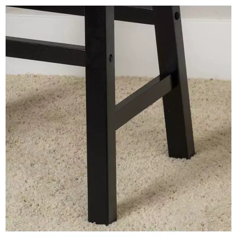Taburete de barra Pomeroy de 29" negro: estructura de madera de caucho, estilo rústico