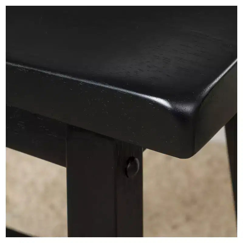 Taburete de barra Pomeroy de 29" negro: estructura de madera de caucho, estilo rústico