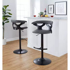 Taburetes de bar ajustables Gardenia Madera negra/Metal negro/PU gris
