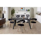 Taburetes de bar ajustables Gardenia Madera negra/Metal negro/PU gris