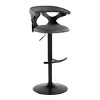 Taburetes de bar ajustables Gardenia Madera negra/Metal negro/PU gris