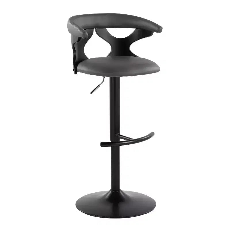 Taburetes de bar ajustables Gardenia Madera negra/Metal negro/PU gris