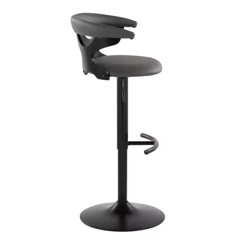 Taburetes de bar ajustables Gardenia Madera negra/Metal negro/PU gris