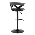Taburetes de bar ajustables Gardenia Madera negra/Metal negro/PU gris