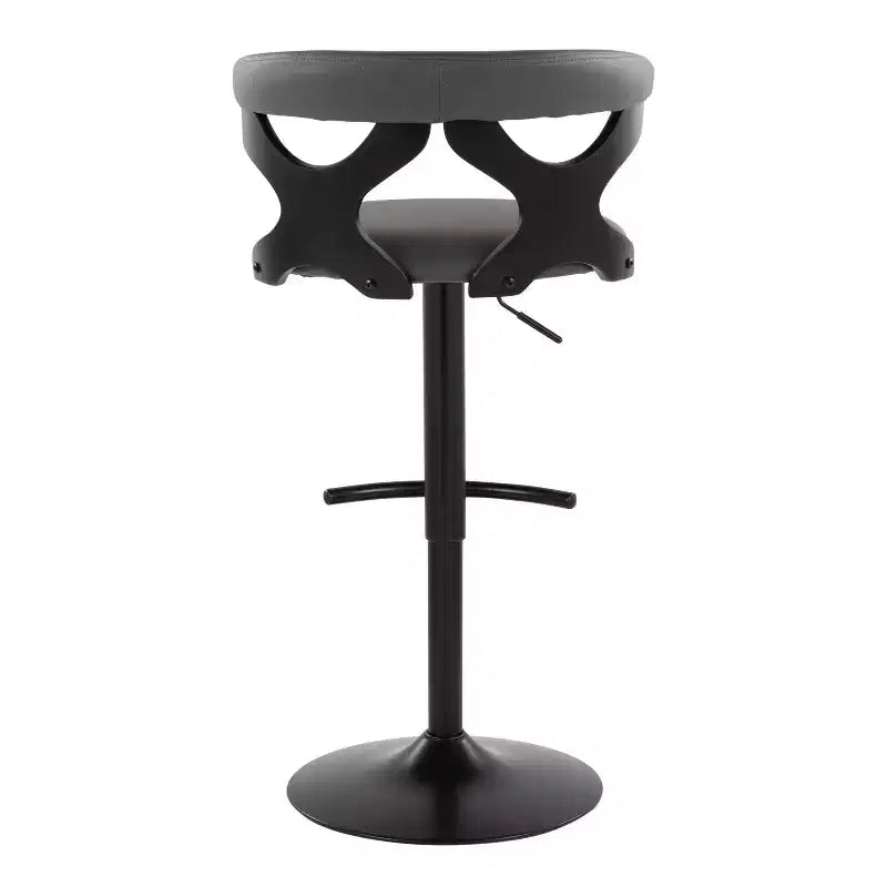 Taburetes de bar ajustables Gardenia Madera negra/Metal negro/PU gris