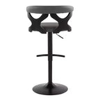 Taburetes de bar ajustables Gardenia Madera negra/Metal negro/PU gris