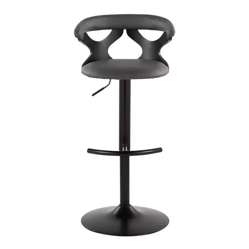 Taburetes de bar ajustables Gardenia Madera negra/Metal negro/PU gris