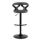 Taburetes de bar ajustables Gardenia Madera negra/Metal negro/PU gris