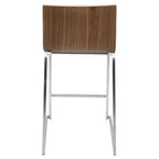 Taburete de barra Mara contemporáneo de 26" de altura de mostrador blanco: piel sintética, respaldo de madera, patas de acero