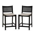 Powell Set of 2 Bessie Cane Counter Height Barstools Black