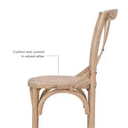 Taburete Roxy Wash tapizado en gris: Madera de olmo, diseño rústico francés, 76 cm de altura de asiento