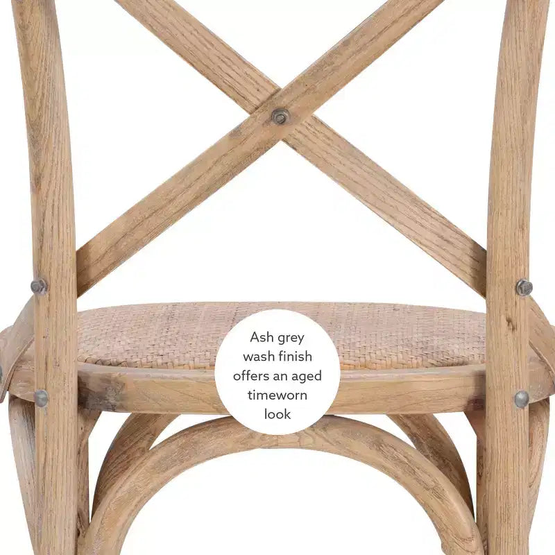 Taburete Roxy Wash tapizado en gris: Madera de olmo, diseño rústico francés, 76 cm de altura de asiento
