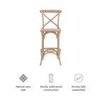 Taburete Roxy Wash tapizado en gris: Madera de olmo, diseño rústico francés, 76 cm de altura de asiento