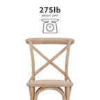 Taburete Roxy Wash tapizado en gris: Madera de olmo, diseño rústico francés, 76 cm de altura de asiento