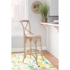 Taburete Roxy Wash tapizado en gris: Madera de olmo, diseño rústico francés, 76 cm de altura de asiento