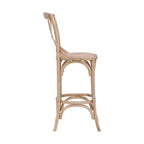 Taburete Roxy Wash tapizado en gris: Madera de olmo, diseño rústico francés, 76 cm de altura de asiento