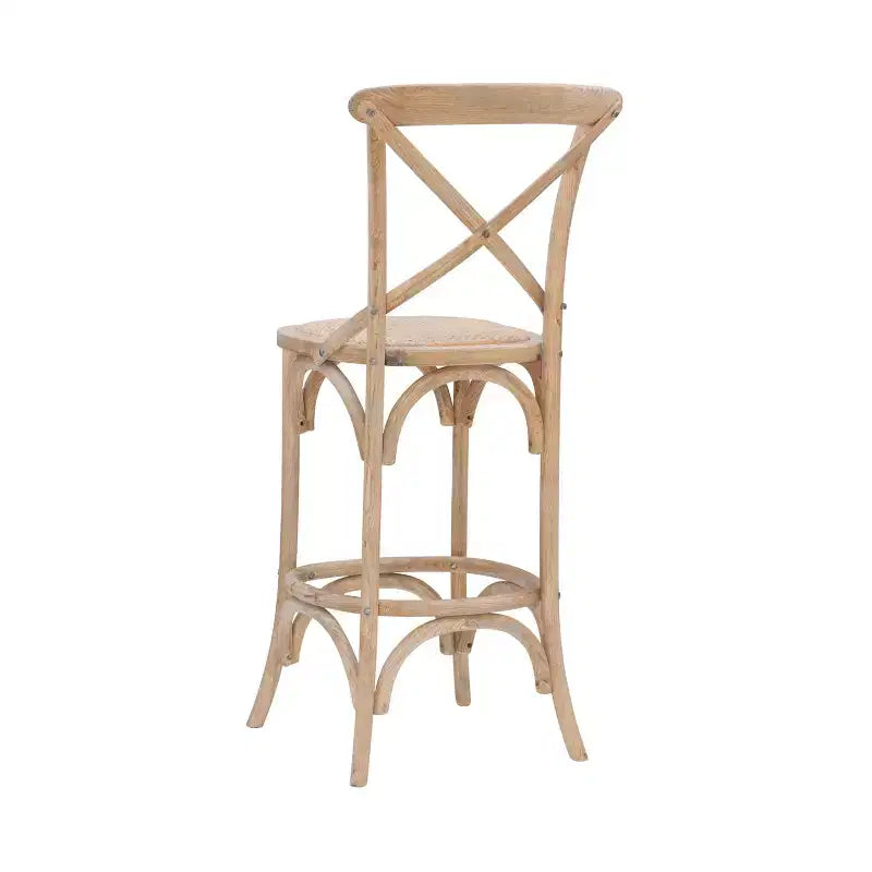 Taburete Roxy Wash tapizado en gris: Madera de olmo, diseño rústico francés, 76 cm de altura de asiento