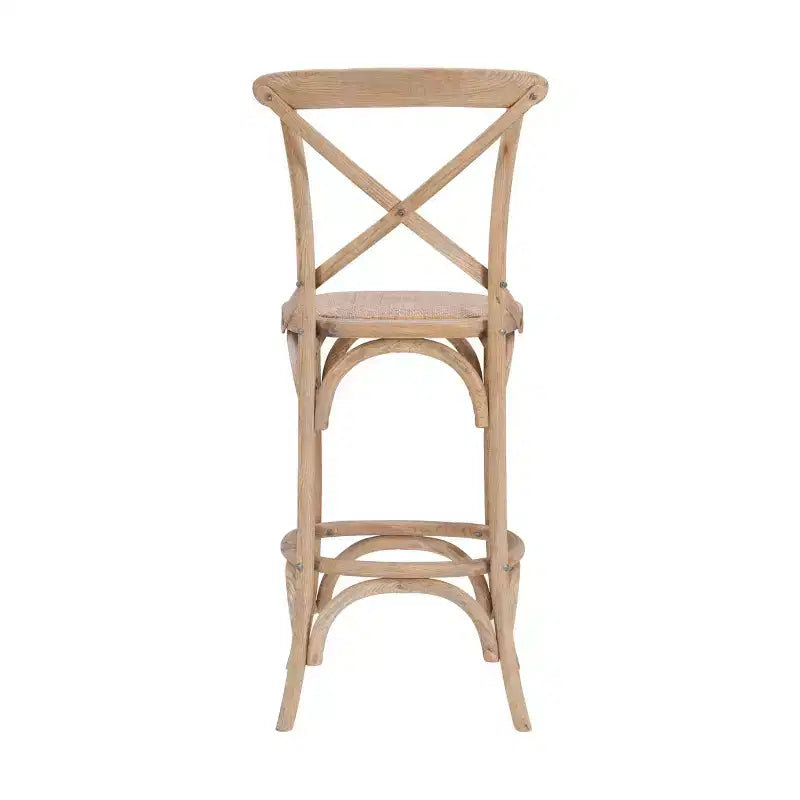 Taburete Roxy Wash tapizado en gris: Madera de olmo, diseño rústico francés, 76 cm de altura de asiento