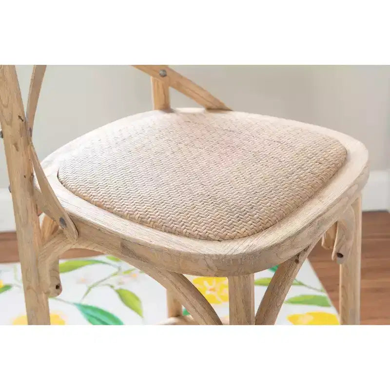 Taburete Roxy Wash tapizado en gris: Madera de olmo, diseño rústico francés, 76 cm de altura de asiento