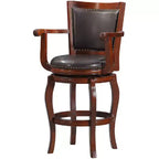 Taburete giratorio cerezo/marrón: tapizado, estructura de madera dura, altura fija 29,5"