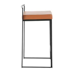 Taburetes Fuji Stacker a la altura de la barra, metal negro/PU color camel