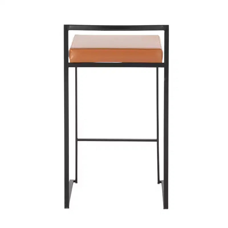 Taburetes Fuji Stacker a la altura de la barra, metal negro/PU color camel