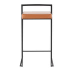 Taburetes Fuji Stacker a la altura de la barra, metal negro/PU color camel