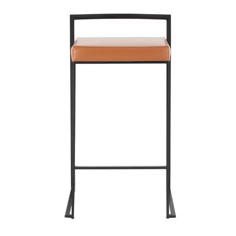 Taburetes Fuji Stacker a la altura de la barra, metal negro/PU color camel